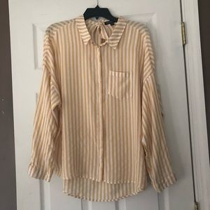 Button-Down with Tie Back and Yellow Stripes | XL